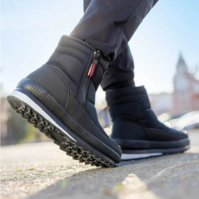 Men Boots 2023 Winter Platform Waterproof Anti-slip Ankle Boots For Man 30% Wool Warm Cotton Shoes Black Shoes Botas Para Hombre