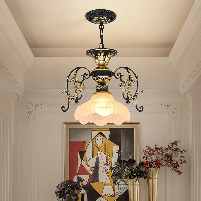 

European Style New Chandelier Aisle Corridor Restaurant Retro Lighting Simple Balcony Entrance Bedroom Single Head Lamp