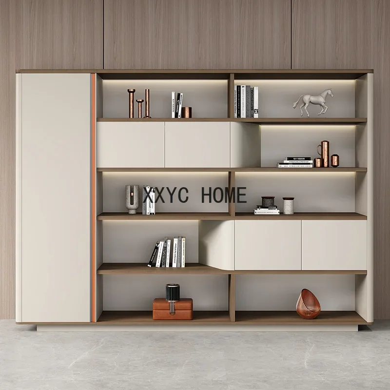 

Office Furniture File Cabinet Light Luxury President Office Background Cabinet Atmospheric Wooden Double