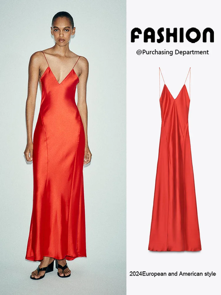 

Ele Bal Long Silk Satin Dr Women's Faion Summer New Arrival High Waist Gown for Banquet Ocns Color