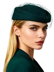 FS White Wool Felt Beret Wedding British Top Hats For Women Ladies Church Fedoras Hat With Veil Black Female Fascinators Hat