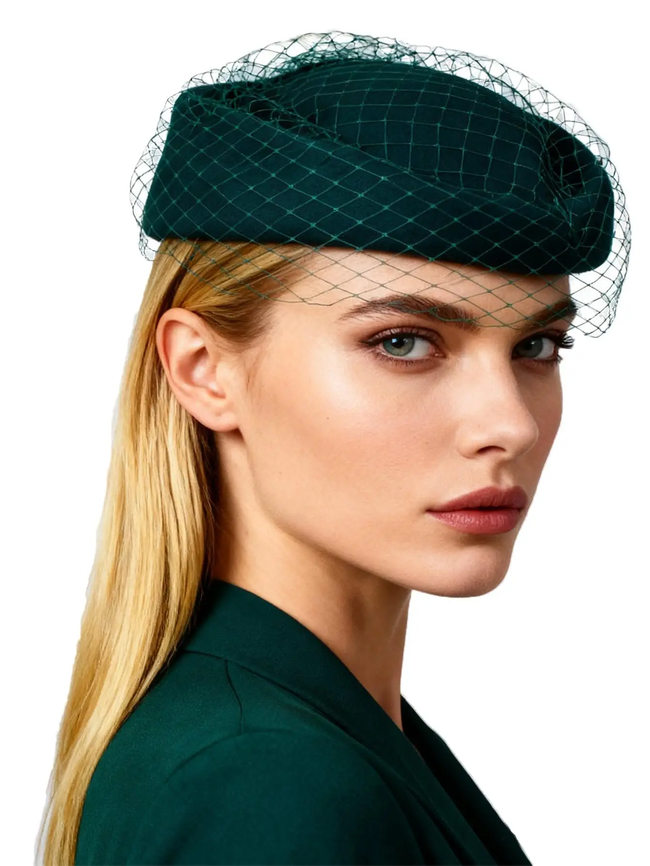 FS White Wool Felt Beret Wedding British Top Hats For Women Ladies Church Fedoras Hat With Veil Black Female Fascinators Hat