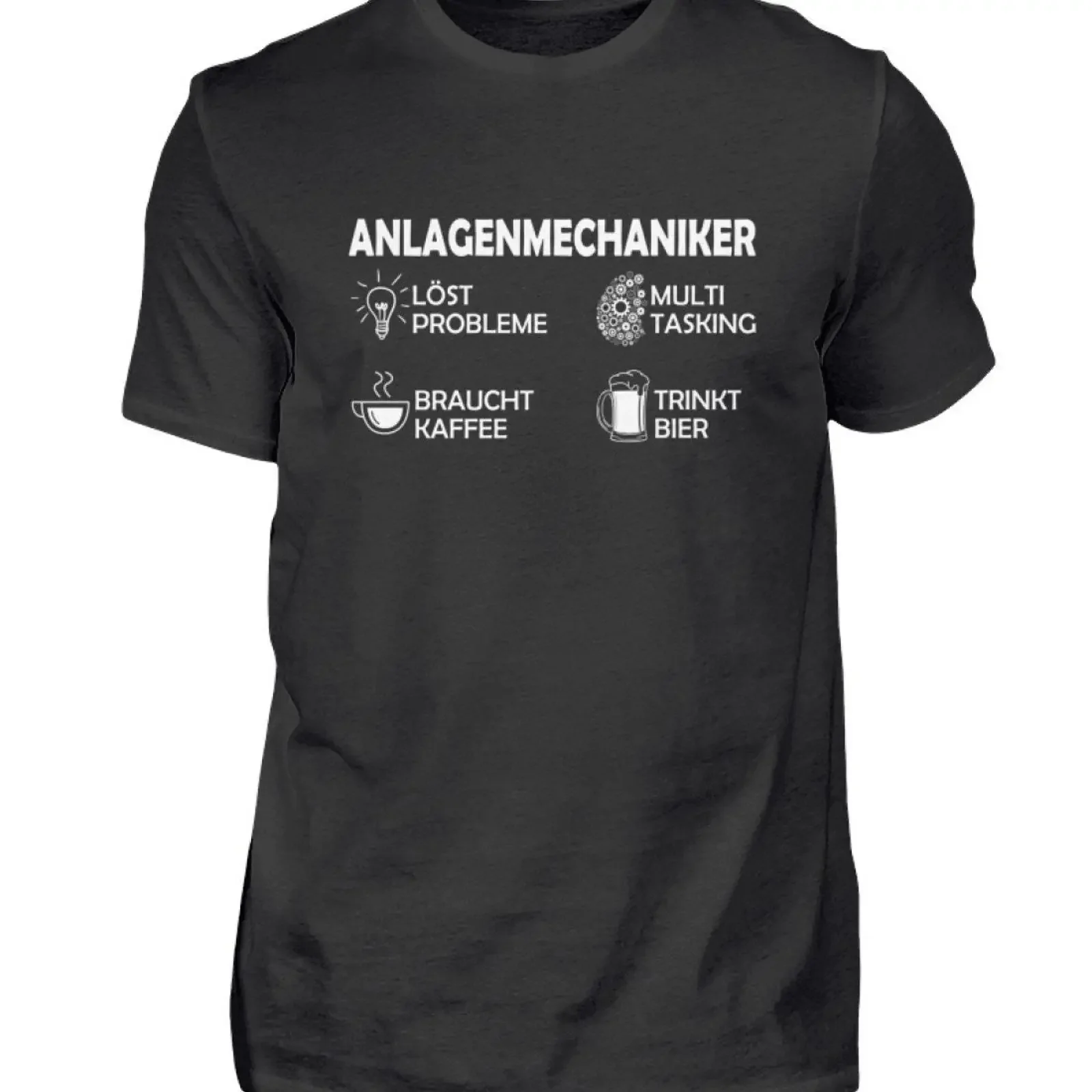 T-shirt pour homme avec slogan amusant « Plant Mechanic Solves Problems Coffee Beer », pour artisans, plombiers, professionnels du CVC, style vintage délavé et élégant