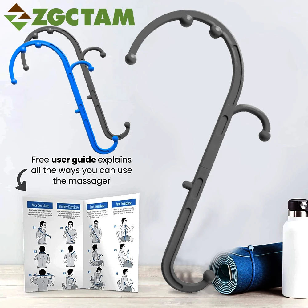 1Pcs Trigger Point Massage Tool, Handheld Massage Cane for Deep Tissue Pain Relief - Dual Hooks for Back, Shoulder, Neck