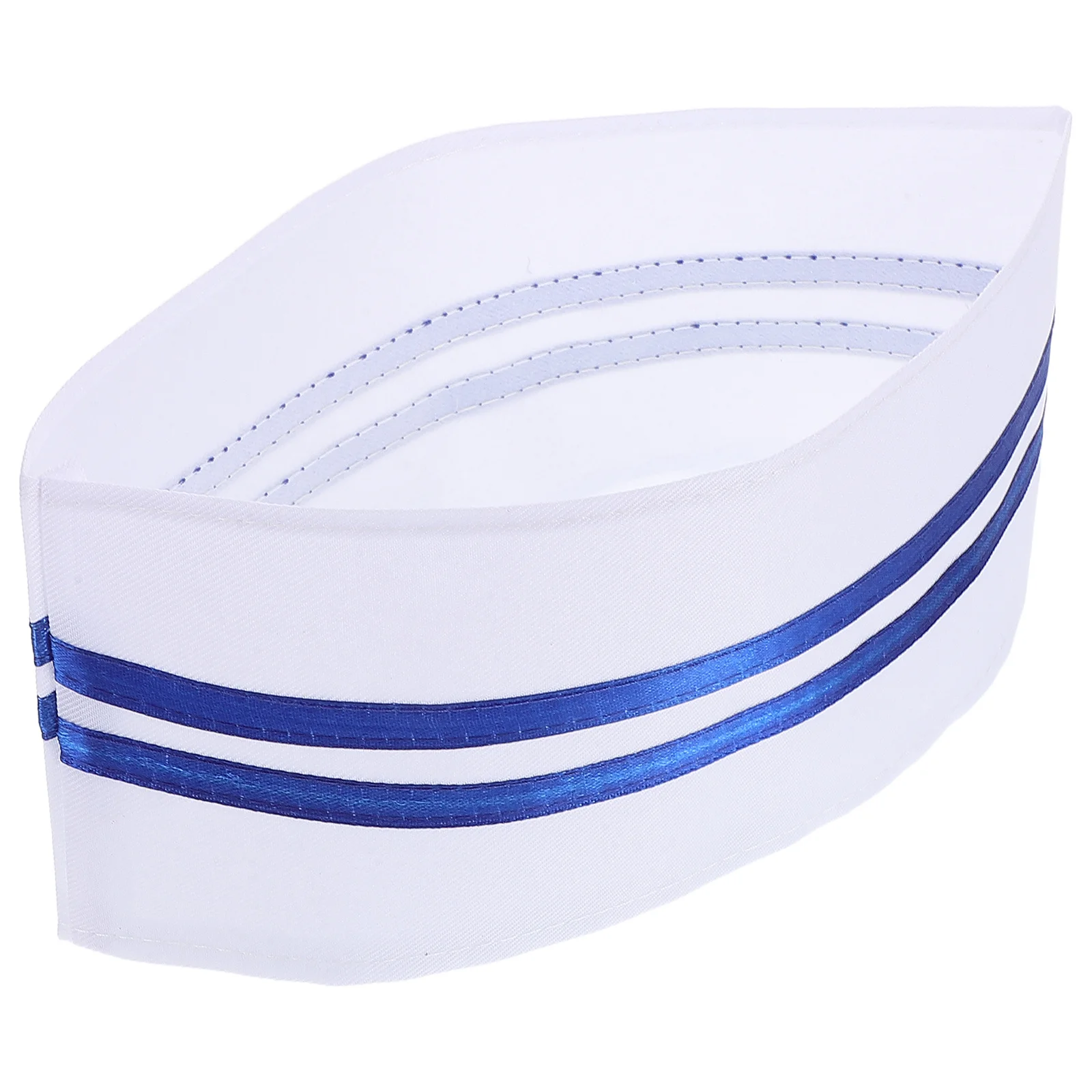 Sturdy Chef Hat Blue Edge Design Adult Cooking Cap for Bakers Catering Staff Unisex Kitchen Work Hat for Long Shift Comfort