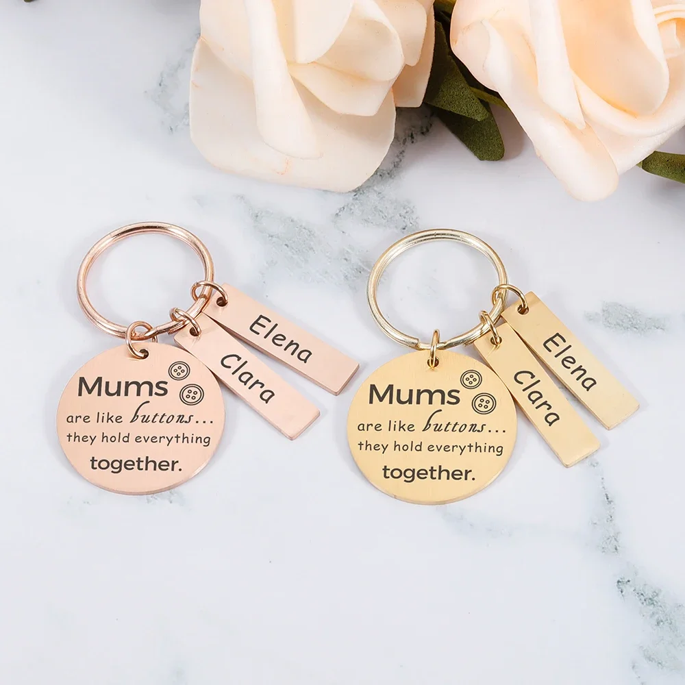 Mother's Day Keychain Customized Name Exquisite Souvenir Key Rings Birthday Christmas Gifts for Mommy Her from Daughter Son Kids