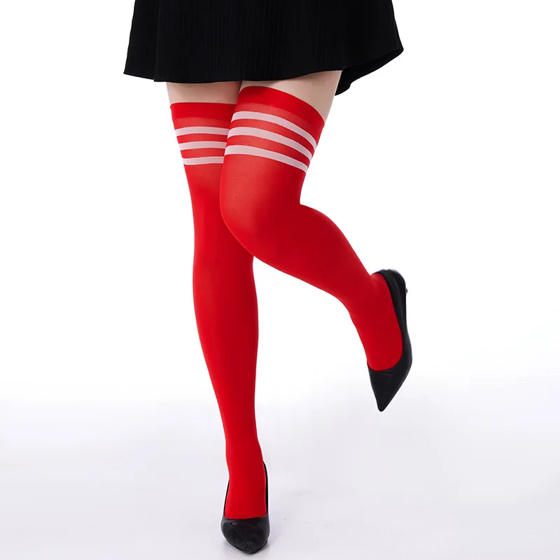 حجم كبير جوارب مخططة للنساء مثير المخملية تمتد جوارب طويلة الإناث JK نمط الإفراط في جوارب طويلة جوارب عالية جديدة 2025