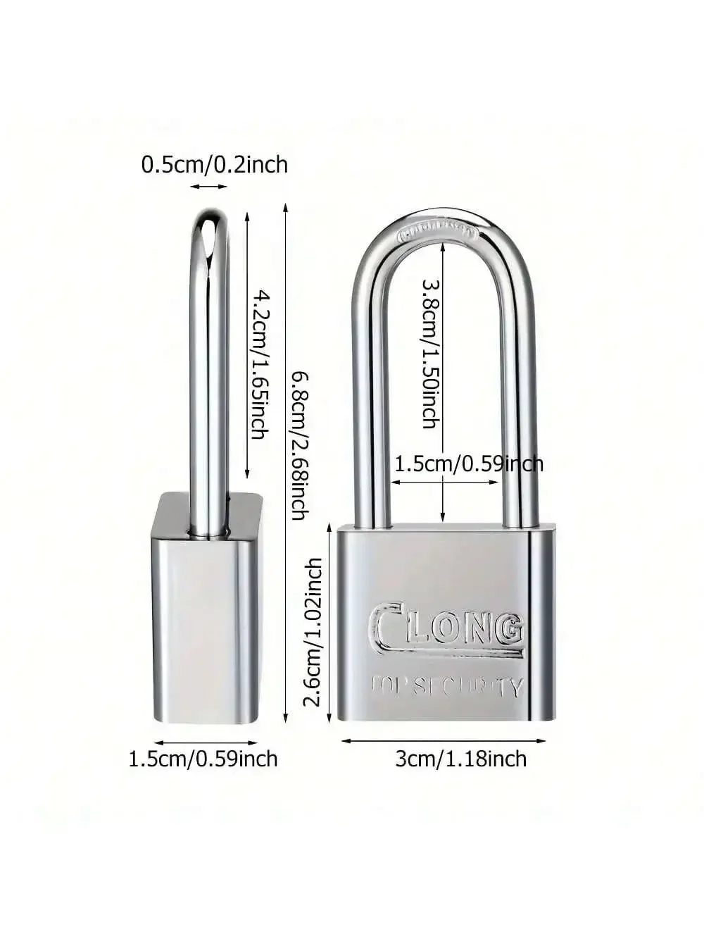 Heavy Duty Long Shackle Padlocks With Keys - Durable, Electroplated Finish For Sheds, Gym Lockers, Fences & Garages