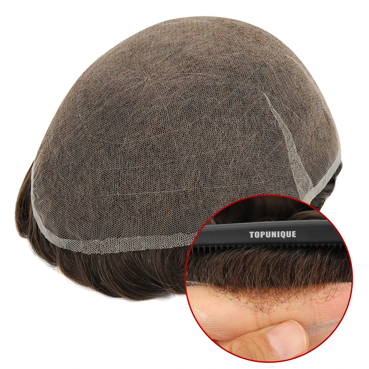 Beeos Swiss Lace Toupee Men Indian Human Hair Toupee Men Hair Replacement System