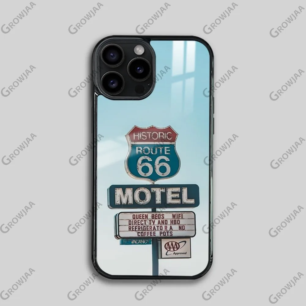 America Route 66 Phone Case For iPhone 16 15 14 13 12 11 Pro Max Plus Mini Magsafe Mirror Wireless Magnetic Cover