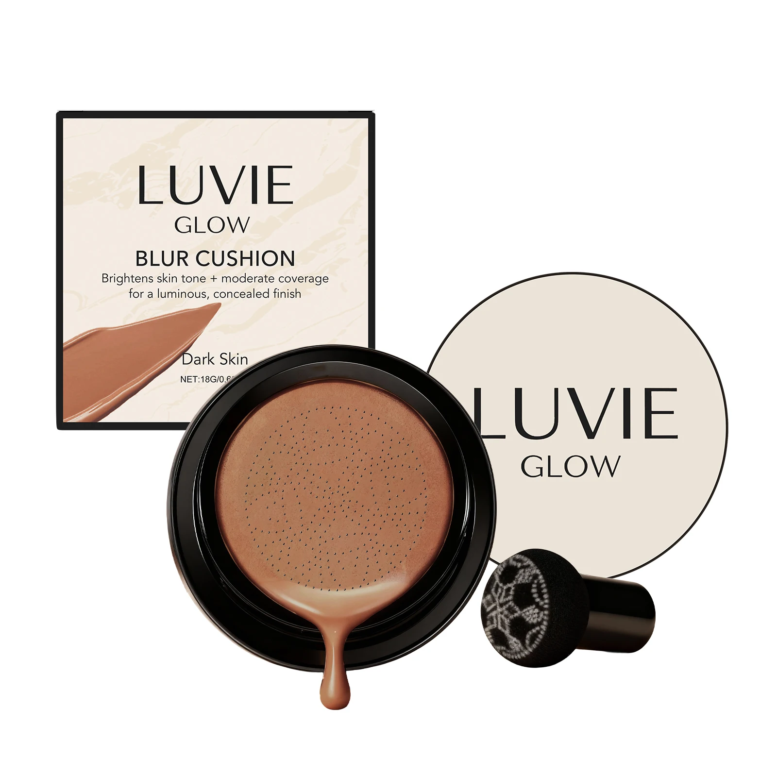 Luvie Glow Foundation Cushion Corrector hidratante Ilumina el tono uniforme de piel de larga duración para todo tipo de piel CC Cream BB Cream