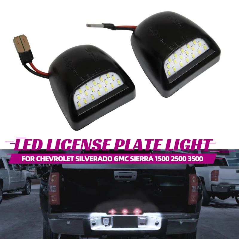 2pcs Led Car License Plate Light Rear Number Plate Lamp Canbus For Pickup Truck Chevrolet GMC Suburban Silverado Avalanche Yukon