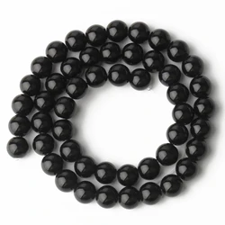 2mm 4mm 6mm 8mm Black Glass Crystal Beads Smooth Round Loose Spacer Beads For Jewelry Making DIY Charms Bracelet Accessories