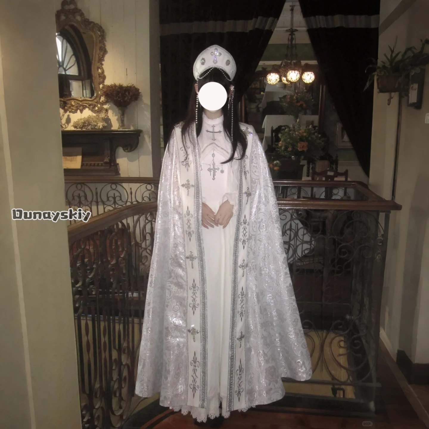 

Готический костюм белой монахини для косплея {Hemera}Французское элегантное платье с длинными рукавами и длинным плащом, костюмы на Хэллоуин, маскировка монахини, женщина