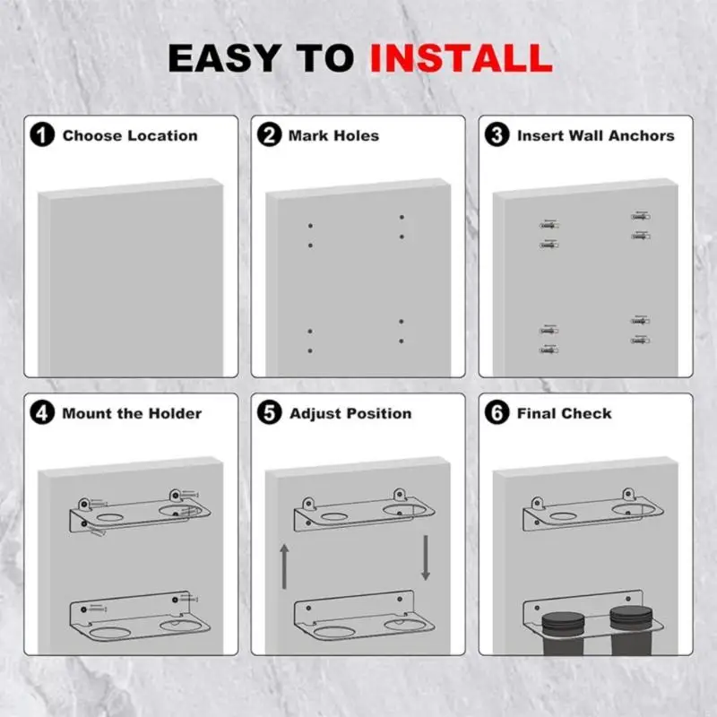 Uchwyt ścienny z podwójnym lejkiem 24BA Wytrzymały stalowy wspornik do organizera garażowego 1,7-2,9 cala Rozmiary podwójnych na