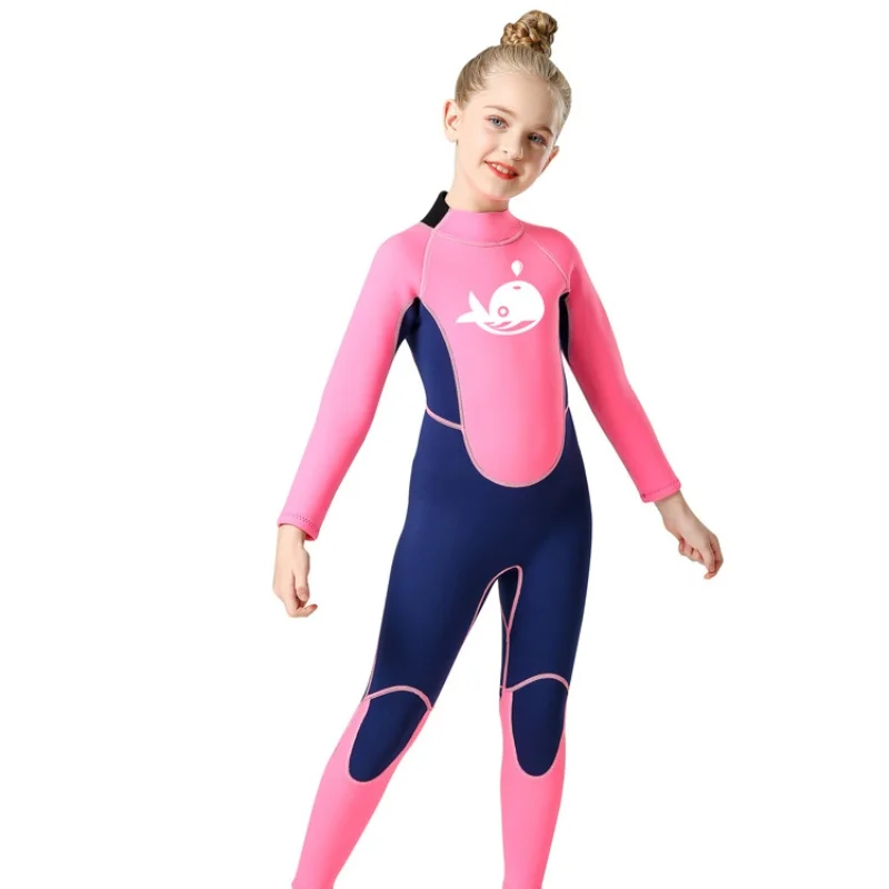 

One-piece Wetsuit for Kids Girls Boys 2.5mm Neoprene Fullbody Wet Suits Long Sleeve for Child Youth Diving, Swimming, Surfing