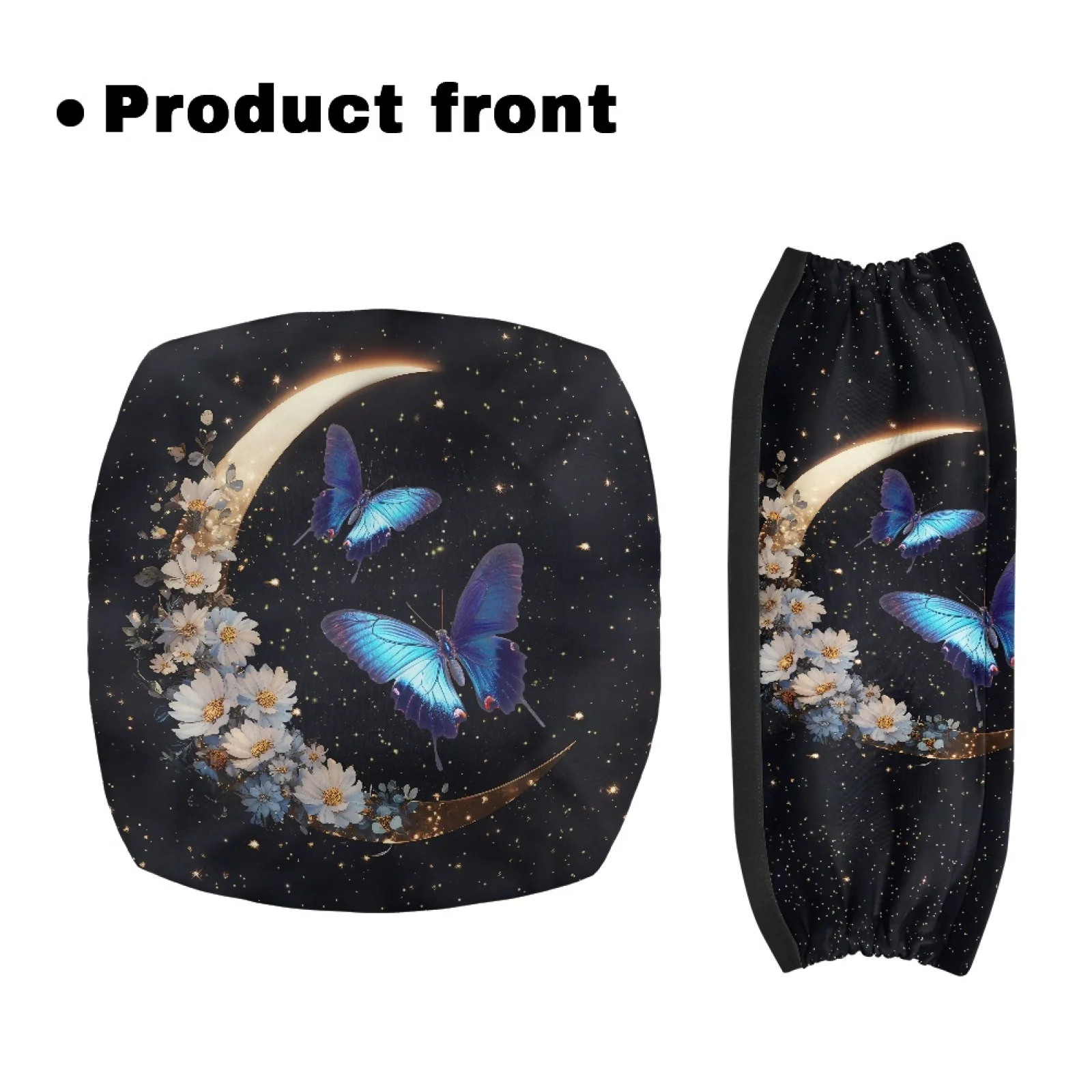 Coloranimal Moon Blue Butterfly 2 Pieces Walker Cover Elastic Cord Design Seat & Back Covers for Seniors Adult