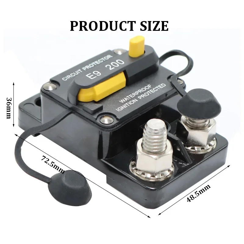 200A 12V-48V Circuit Breaker Power Protect Fuse Trolling with Manual Reset Waterproof Car Boat Manual