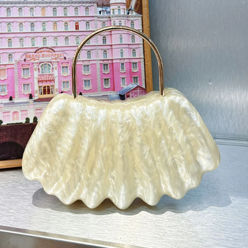 

Luxury Acrylic Dinner Bag Fashionable Marble Patterned Chain Shoulder Bag Shell Bag Crossbody Bag