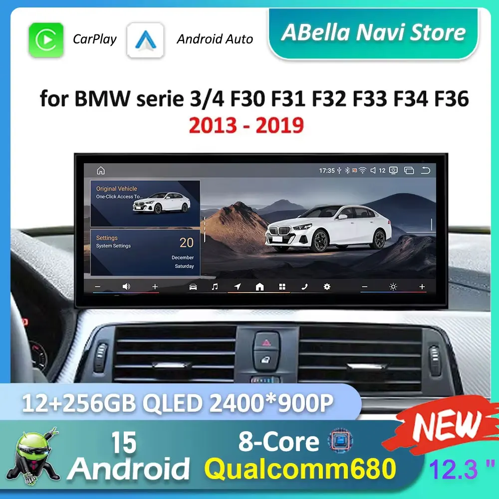 Android 15 Car Multimedia Video Player for BMW Series 3/4 F30 F31 F32 F33 F34 F36 2013 - 2019 NBT EVO System GPS Navi 4G Carplay