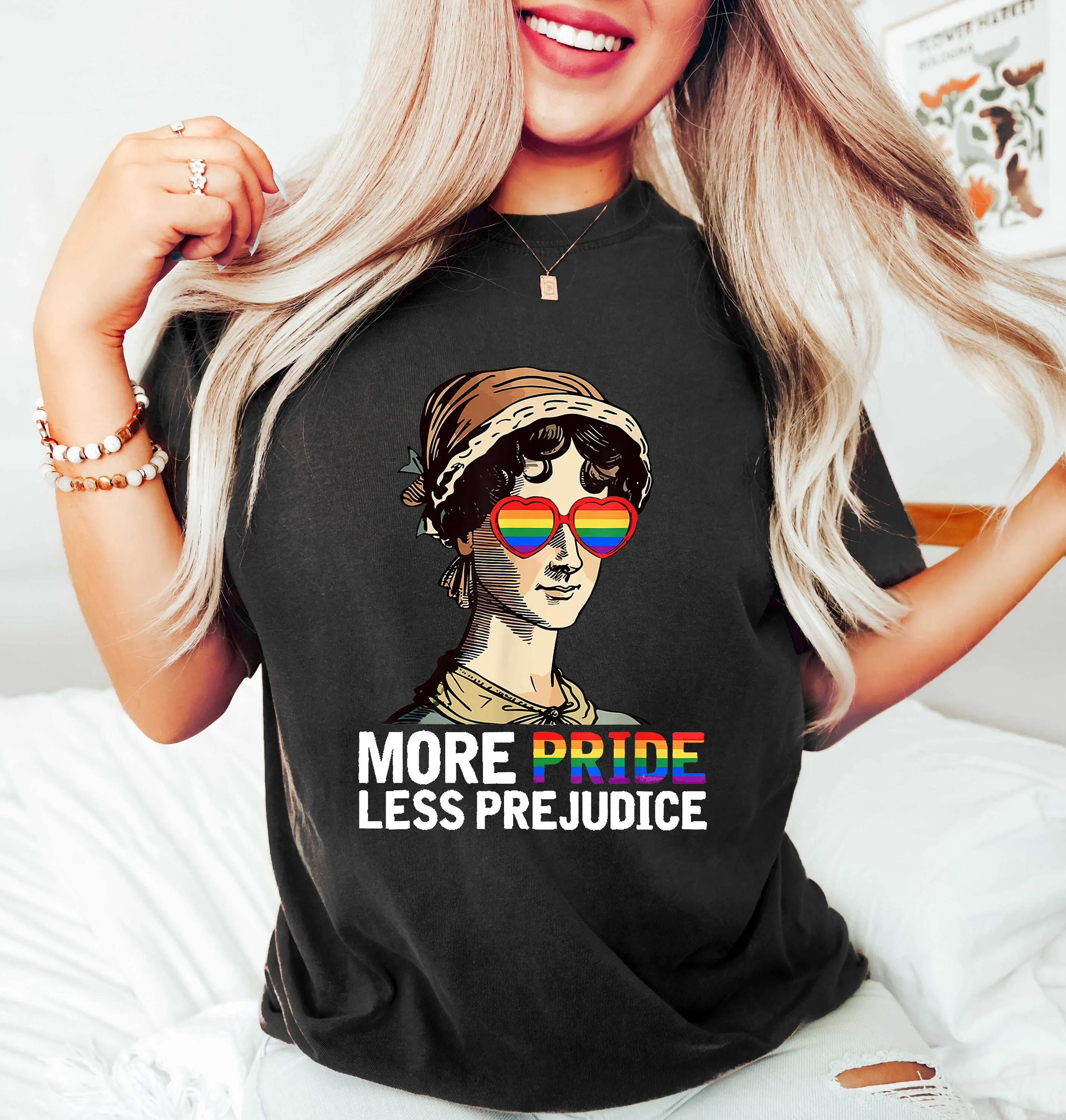 More Pride Less Prejudice T Shirt Lgbt Jane Austen Proud Ally Be Kind Support Month