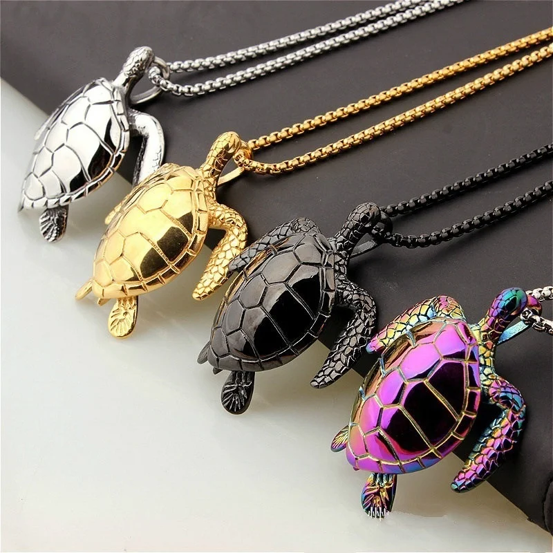 Pendant Multi Color Alloy Turtle Necklace Hip Hop Trendy Men\'s and Women\'s Accessories