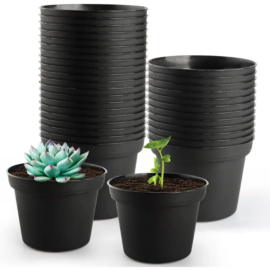 

60 Pack 3 Inch Black Nursery Pots Plastic Seedling Seed Starter Germination Pots with Drainage for Plants Succulents Flowers Tr