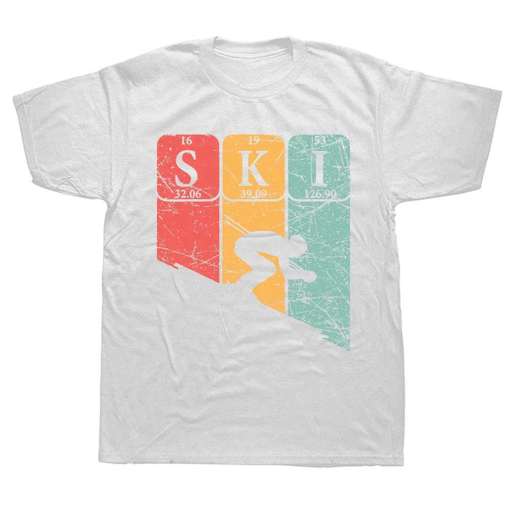 Summer Skiing Cotton Streetwear Short Sleeve Gifts T-shirt Mens Clothing Funny Ski Periodic Table Skier Nerd Vintage T Shirts