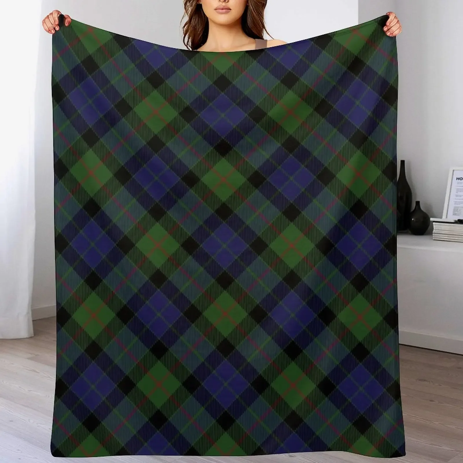 

Gunn Clan Family Tartan Cross Pattern Throw Blanket Spring Fall Cozy Throw Blanket for Couch