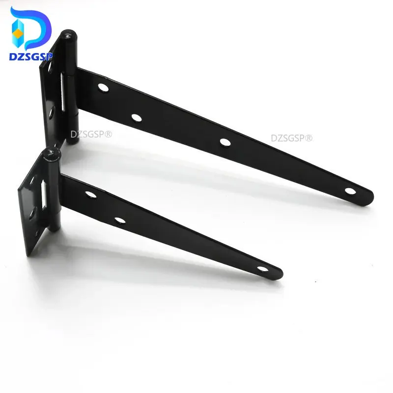 2/3/4/5/6/8/10/12Inches Black Paint T Shape Triangle Hinge Cabinet Shed Wooden Door Gate Hinges Hardware
