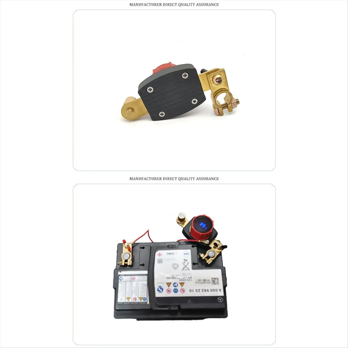 ABFS Top Post Battery Disconnect Switch with Voltmeter, 5-80V Master Isolator Kill-Switch Kit - Car Battery Disconnect Switch