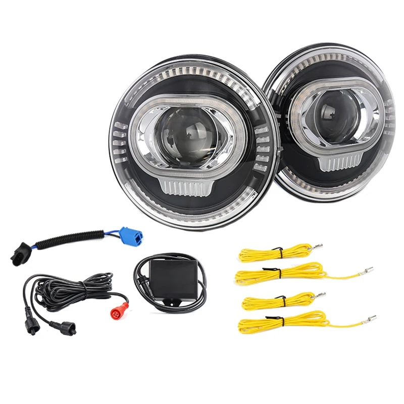 LED Headlights, 7 Inch Round LED Headlights Clear Dual Halo DRL Turn Signal For Jeep Wrangler JK TJ CJ LJ Land Rover