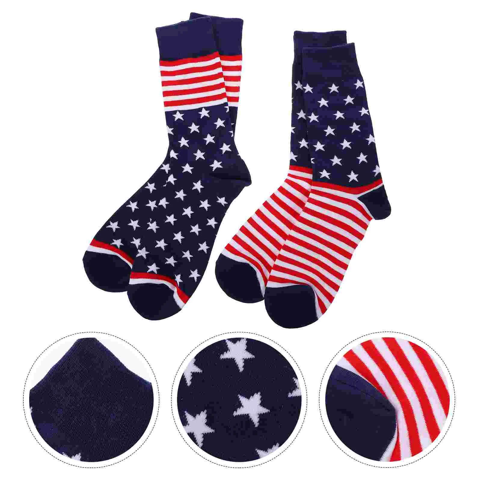 

2 Pairs Stocking Men's Socks Man Day 4th of July Cotton American Flag Stockings