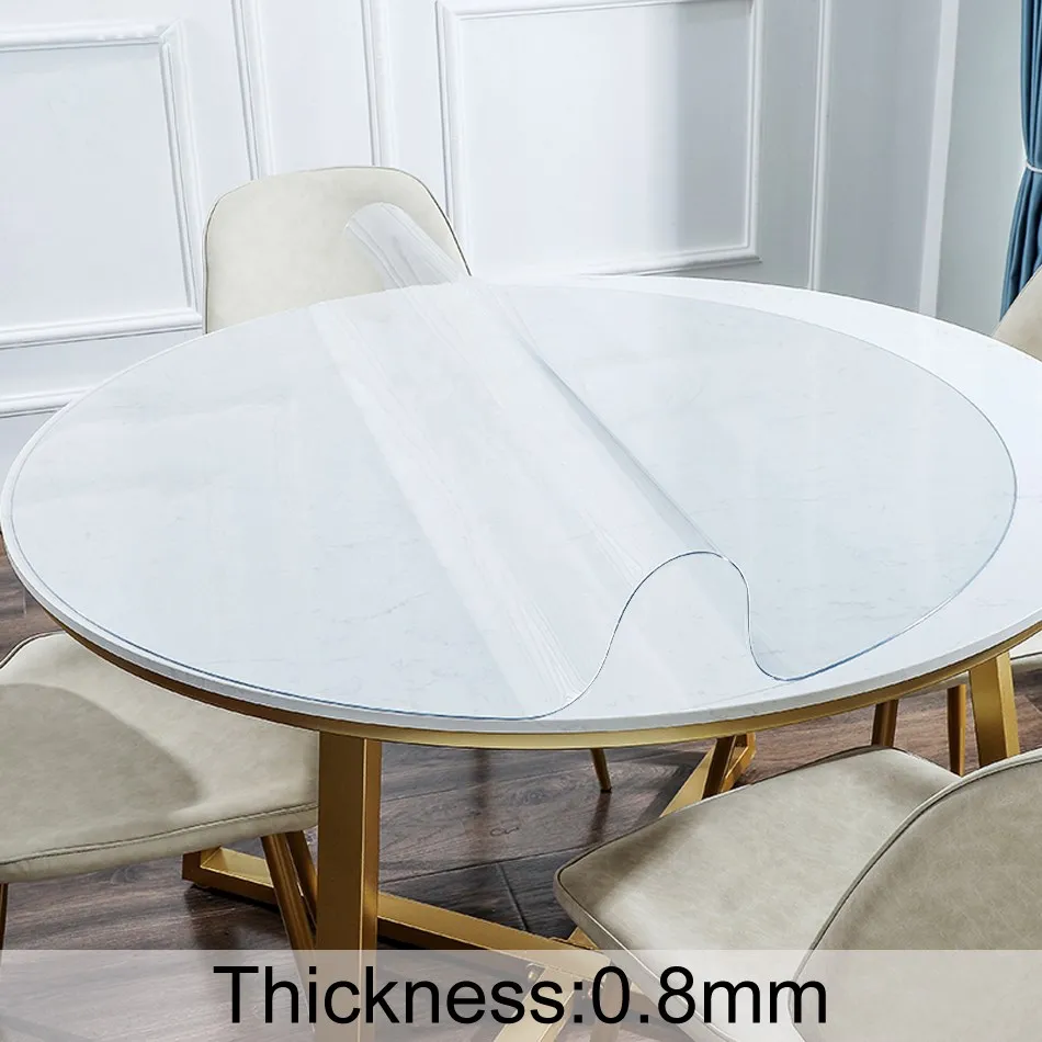 Runde transparente Tischdecke, wasserdicht, ölbeständig, PVC-Kunststoff, weiches Glas, für Wohnzimmer, Küche, Couchtisch, Matte