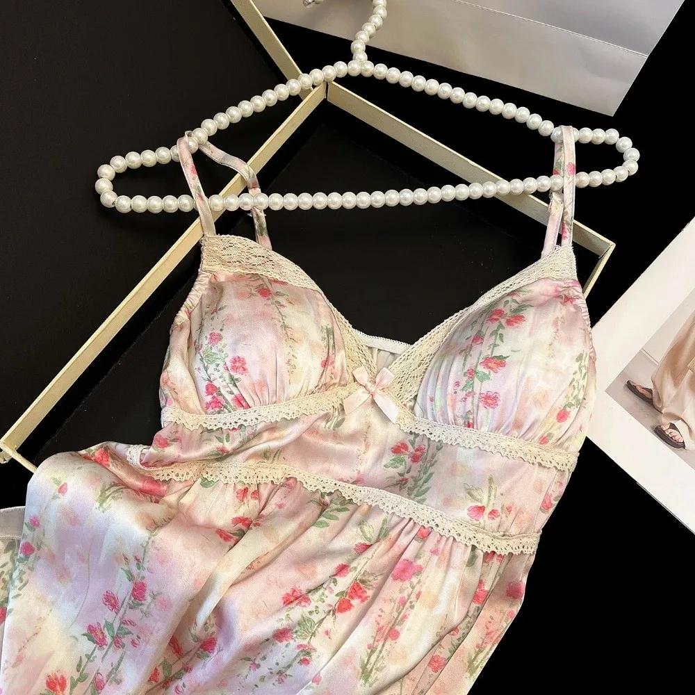 Fashion Chemise Women's Satin Nightgown Summer Sexy Slip Sleepwear Comfortable V Neck Chemise Nightwear Valentine’s Day