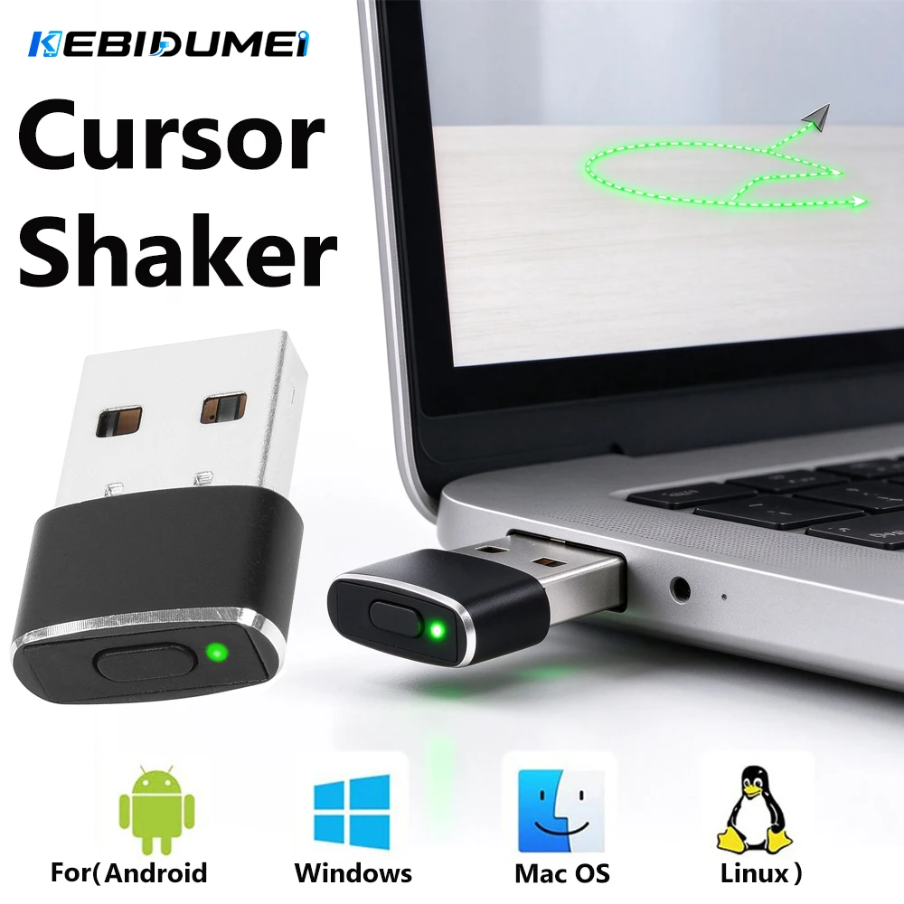 KEBIDUMEI Undetectable Mouse Jiggler ON/OFF Buttons USB Port Mini Mouse Automatic Mover Anti Sleep Movement Keeps Computer Awake