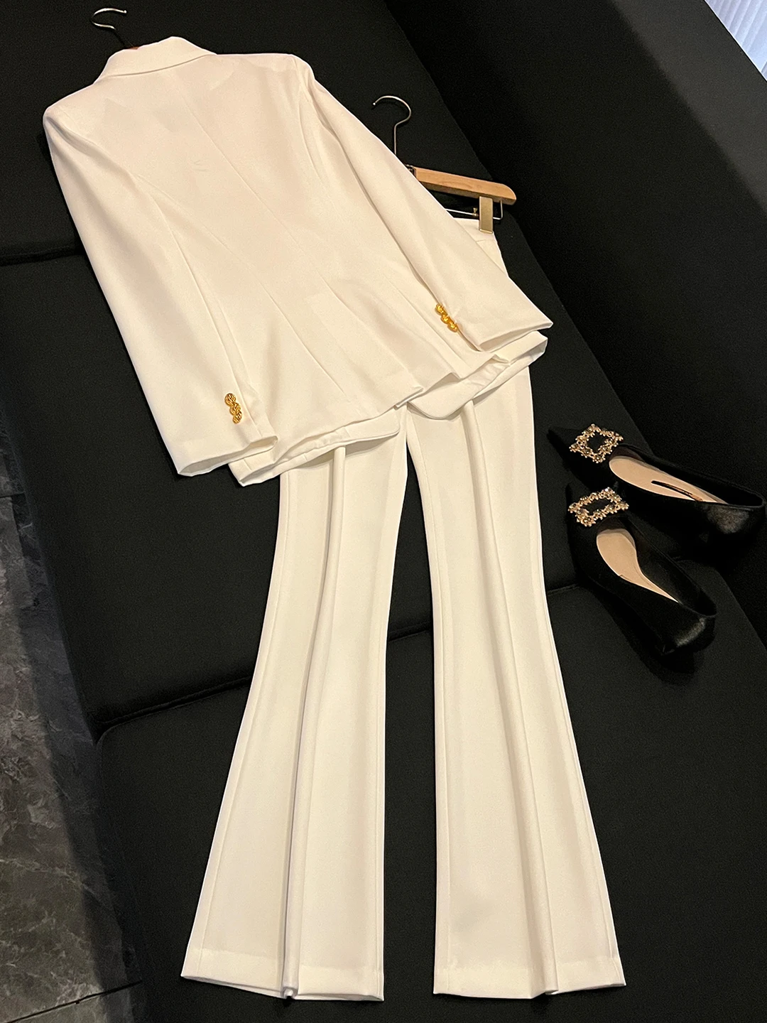 

Ele Long Sve Suit Jaet Women's Two-Piece Set OK20 Advanced Feelings Faionable Outerwear for Young Women