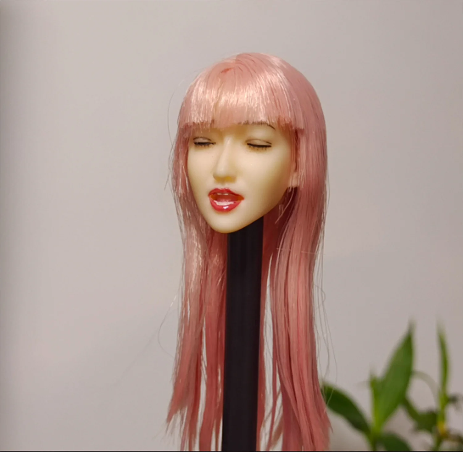 

1/6 Close Eyes Expression Head Sculpt Pale Pink /blue /BlackPlanted Hair For 12inch TBleague Phicen Action Figure Model toys