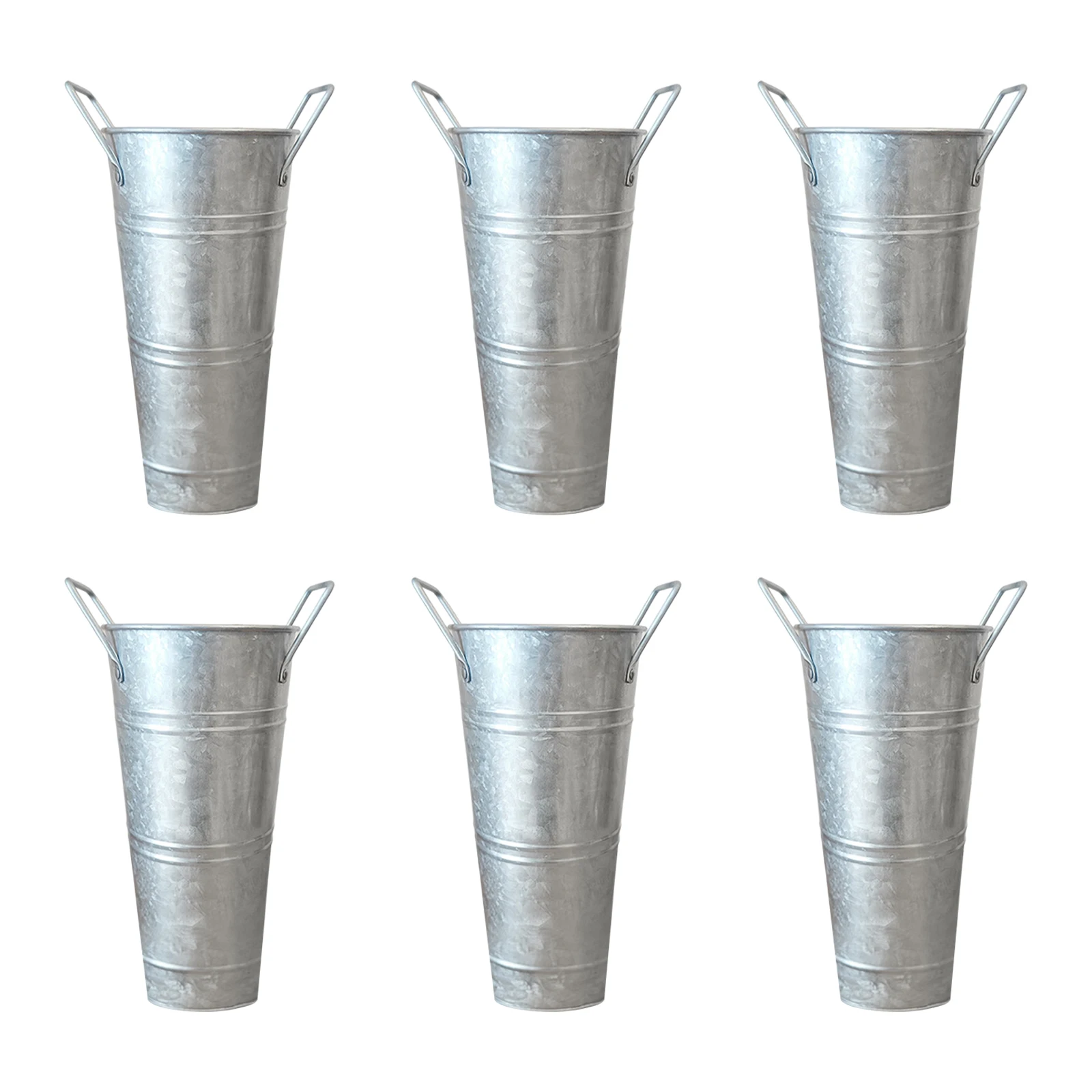 6Pcs Small Galvanized Tin Flower Buckets Flower Buckets with Handles Metal Flower Vase for Home Garden Table Centerpiece Decor