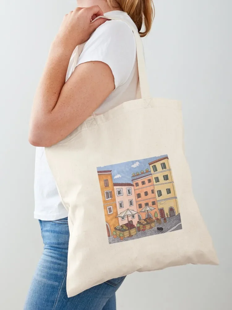 

Journal of a Cat in Rome - Piazza delle Coppelle Tote Bag tote bag men Canvas great bag cute pouch