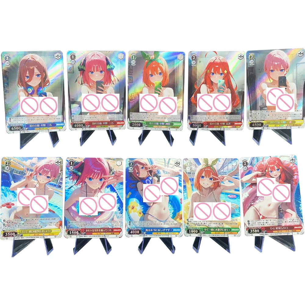 

5Pcs/set Anime Waifu Collection Card The Quintessential Quintuplets Nakano Ichika Nakano Nino Sexy Cards Colorful Flash Boy Gift