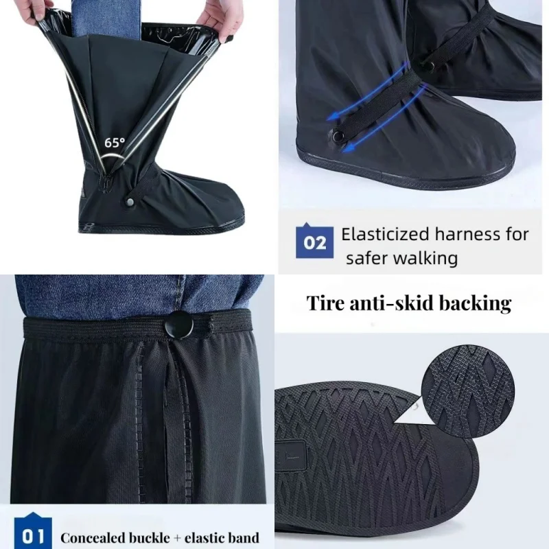 Couvre-chaussures de pluie antidérapants à Tube haut réutilisable, imperméable, pour moto, cyclisme, bottes de pluie, couvre-chaussures imperméables dans les jours de pluie