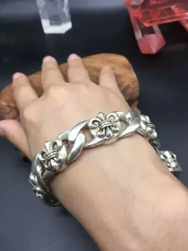 Asian old silver hand cast cool statue bracelet jewel gift