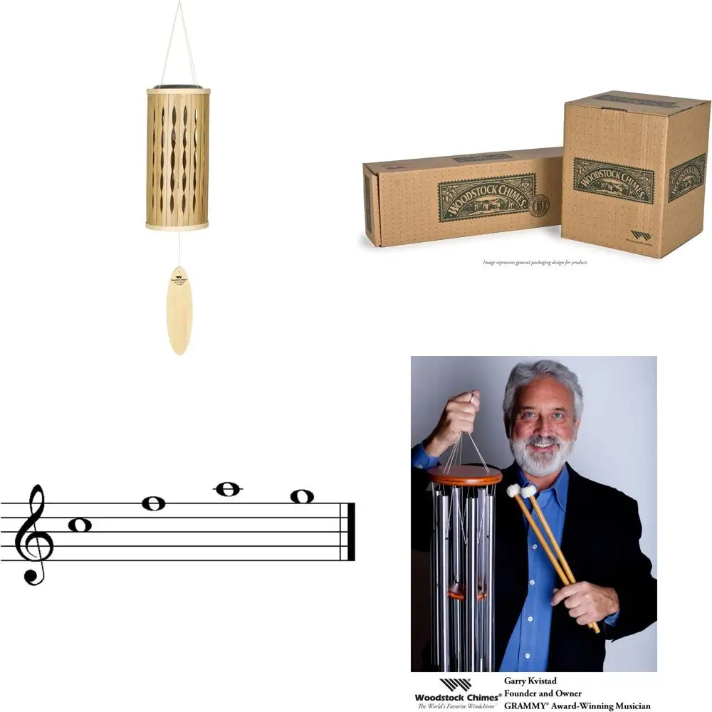 

Aloha Solar-Powered Wind Chimes, 28-Inch Natural Decor Outdoor Hanging Chime with Solar Panel for Patio