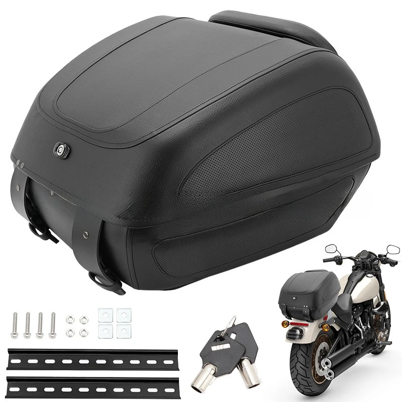 For Harley Davidson Softail Street Glide Road King Leather Trunk Cushion Motorcycle Luggage Bag Comfortable Seat Pad