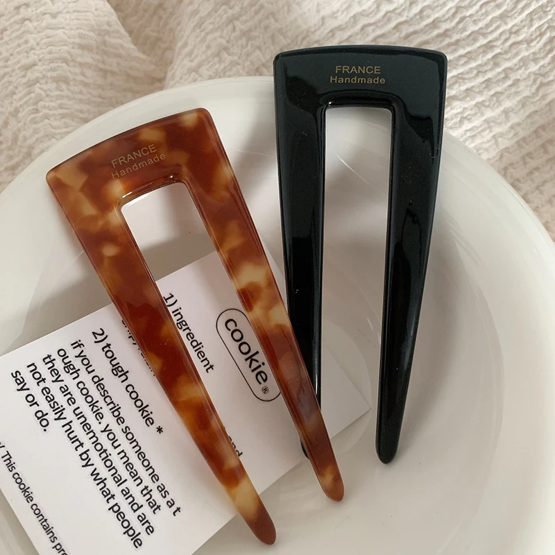 Fashion New 9.5CM Long U-shape Portable Marble Tortoise Shell Wide Tooth Acetate Hair Comb For Woman Girls
