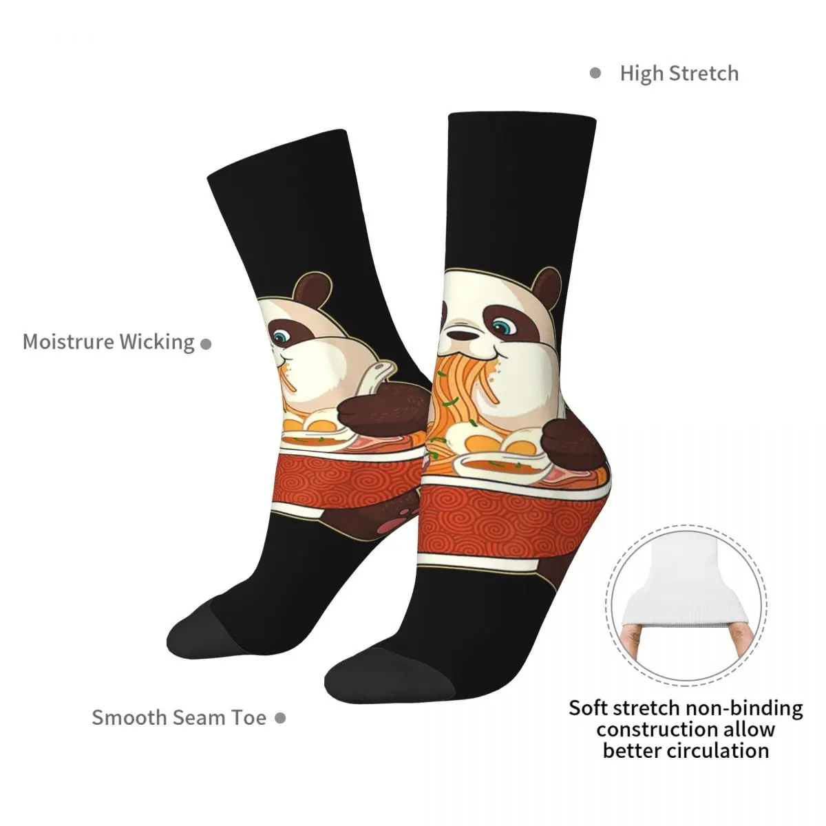 Kawaii Cute Anime Panda Otaku Japanese Ramen Noodles Gift Socks Harajuku Soft Stockings All Season Long Socks for Unisex Gifts