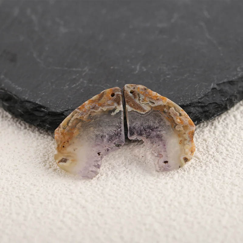 Natural Stone Amethyst Nugget Pendant Bead,Fashion Jewelry Necklace Accessories 29x16x2mm 5.7g