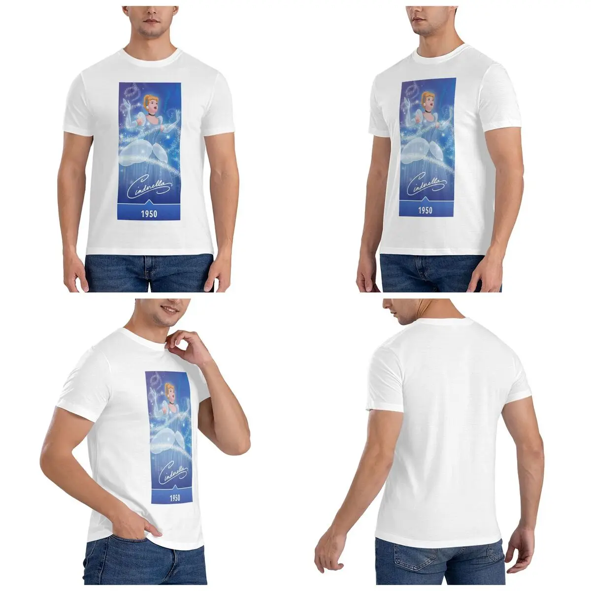 Cinderella Disney T-Shirt for Men Cotton Oversized T Shirts Men's Short Sleeve O-Neck Summer Clothes Tops S-6XL