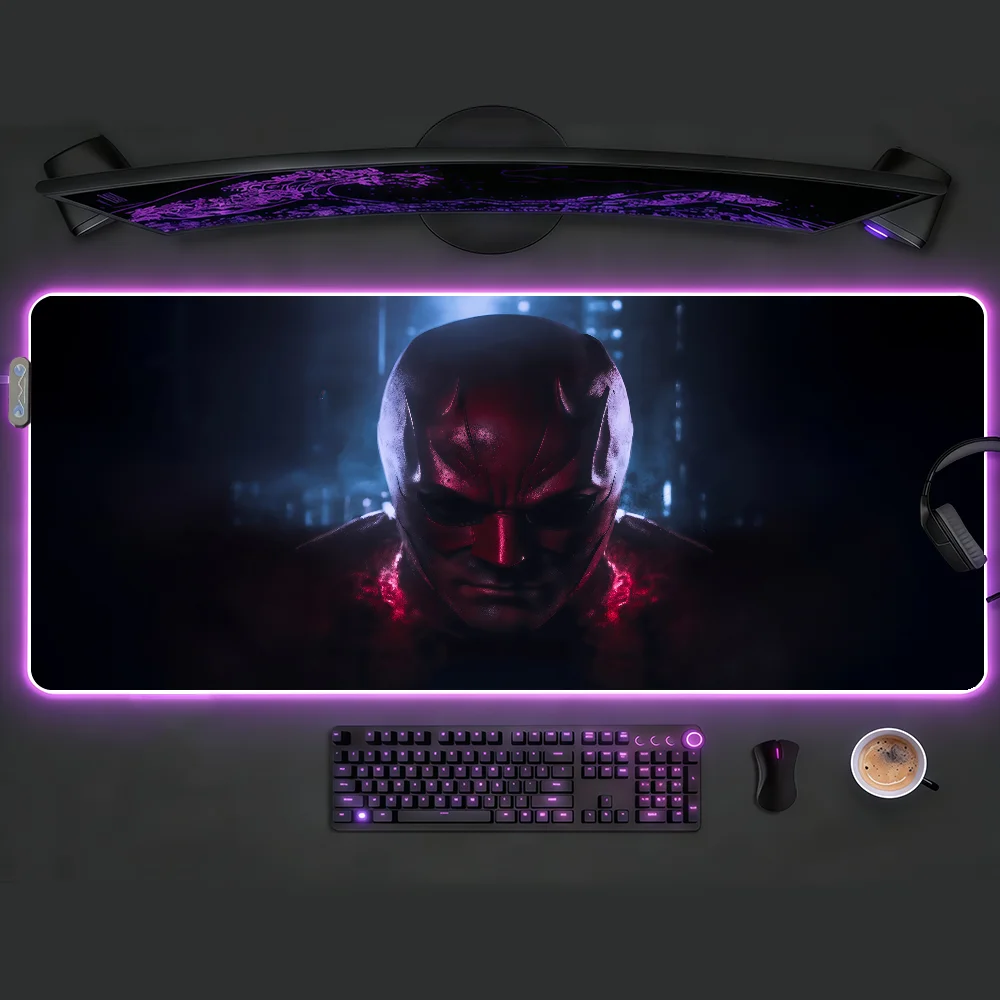 

D-Daredevil Born Again Mouse Pad RGB LED Non-slip Desk Mat Rubber Gaming Accessories Large XXL Computer Office Keyboard Carpet